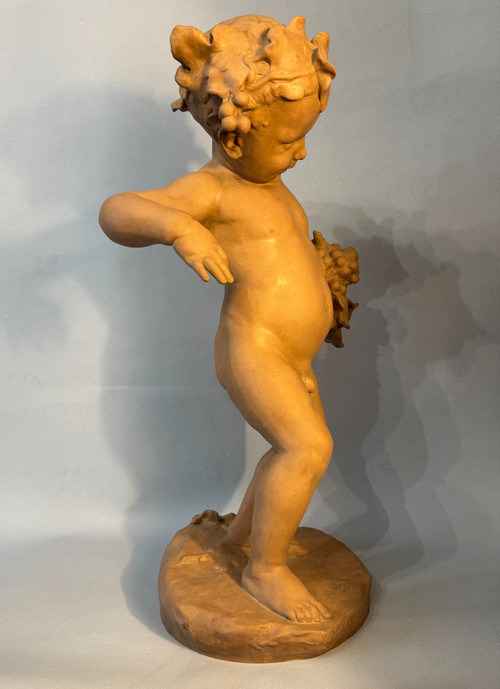 Sculpture Terre cuite de SEVRES "Bacchus enfant" signé MALRIC 