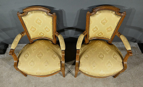 Pair of Cabriolet Armchairs in Solid Beech, Louis XVI style – Late 19th century