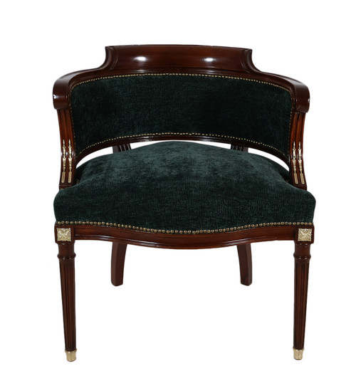 Louis XVI Style Office Armchair In Mahogany Late 19th Century