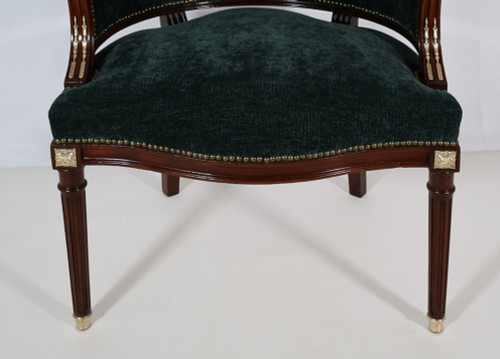 Louis XVI Style Office Armchair In Mahogany Late 19th Century