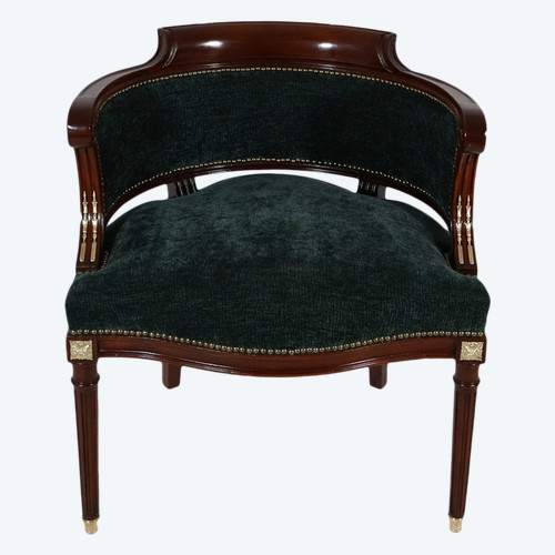 Louis XVI Style Office Armchair In Mahogany Late 19th Century