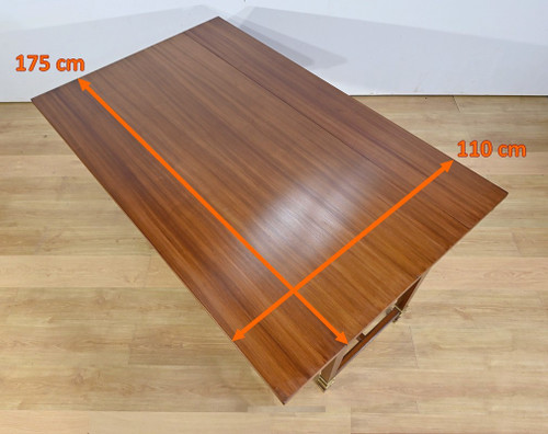 Important Shuttered Table in Sapelli Mahogany, Directoire style – 1970