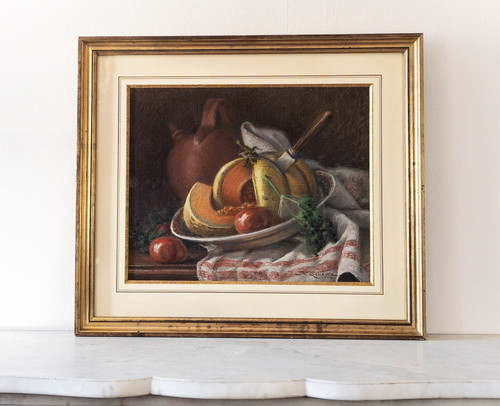 Nature Morte Pastel Par M. Lelièvre Daté 1914