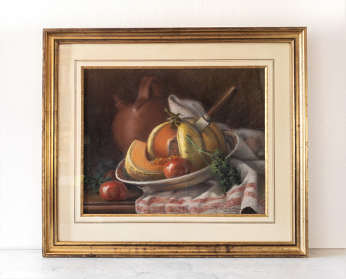 Nature Morte Pastel Par M. Lelièvre Daté 1914