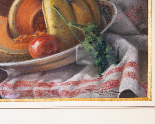 Nature Morte Pastel Par M. Lelièvre Daté 1914