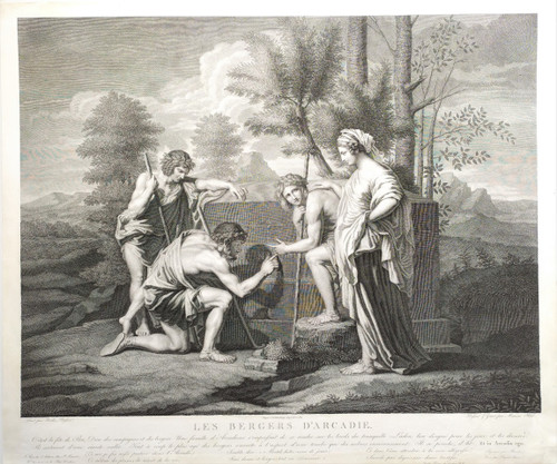 Etching Neoclassical Engraving After Poussin 19th C Old Print