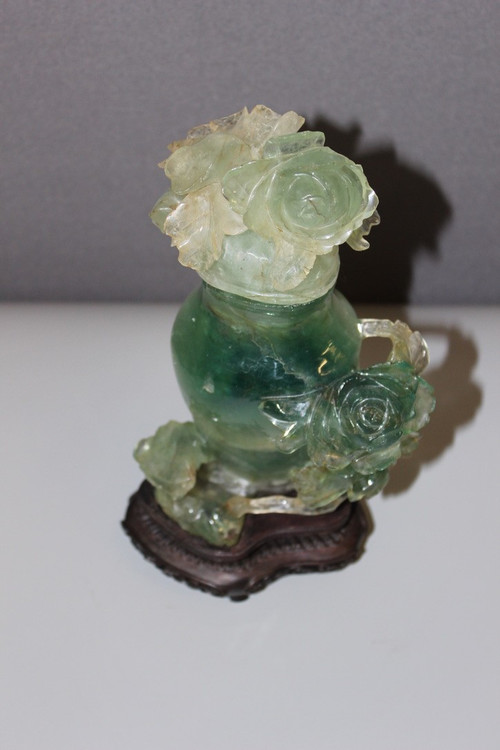 Vaso Coperto Di Fluorite Con Decorazioni Floreali, Asia