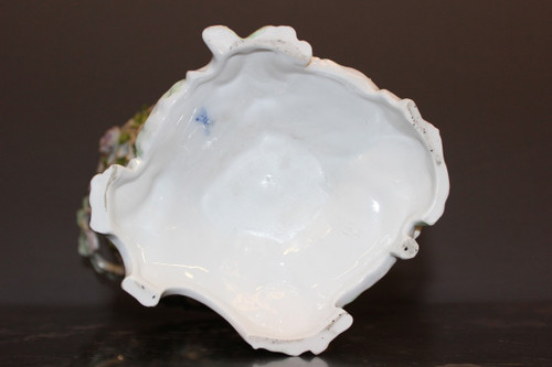 Coupe En Porcelaine à Décor d'Angelot Et De Fleurs Vers 1900