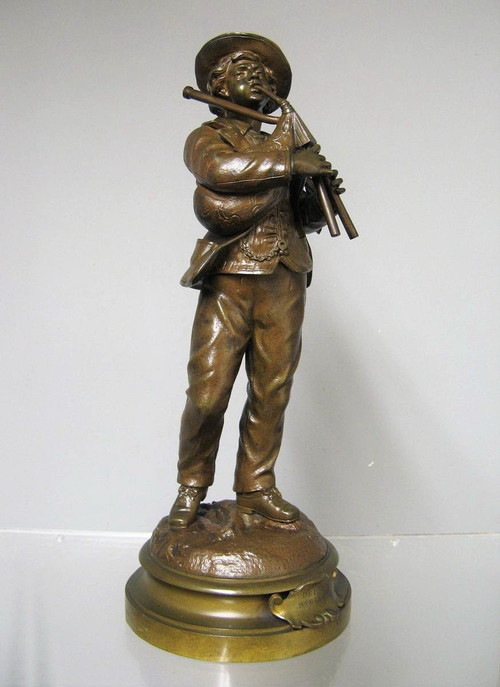 Bronze: Departure for the Wedding. Bagpiper.