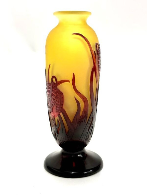 Emile Gallé Vase „Aux Fritillaries Perlhuhn“