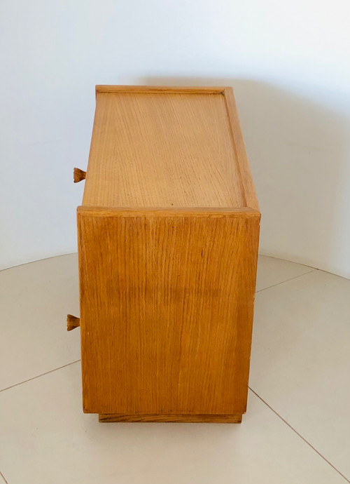 Oak bedside tables (x2); Italy 60s