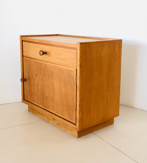 Oak bedside tables (x2); Italy 60s