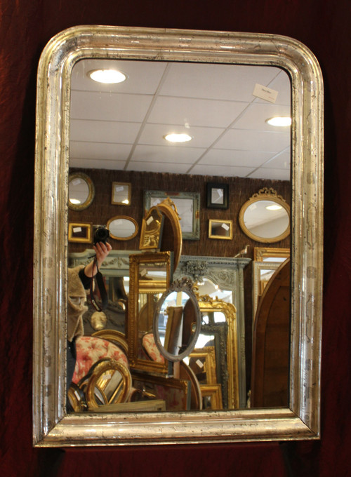 Antique Louis Philippe Silver Leaf Mirror, 84 x 120 cm