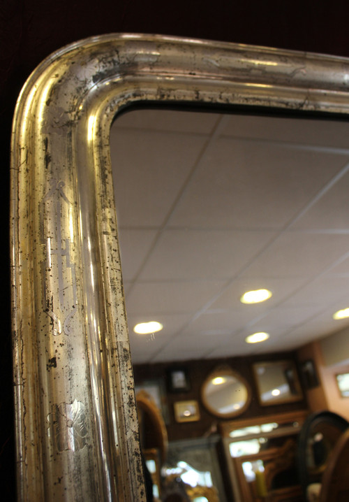 Antique Louis Philippe Silver Leaf Mirror, 84 x 120 cm