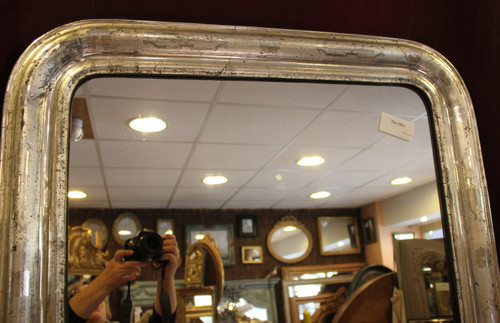 Antique Louis Philippe Silver Leaf Mirror, 84 x 120 cm