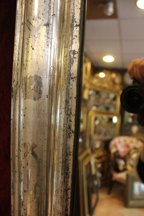 Antique Louis Philippe Silver Leaf Mirror, 84 x 120 cm