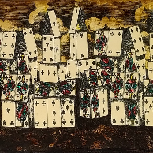 1970s Original Gorgeous Playing Cards Box by Piero Fornasetti in Excellent condition. Made in Italy