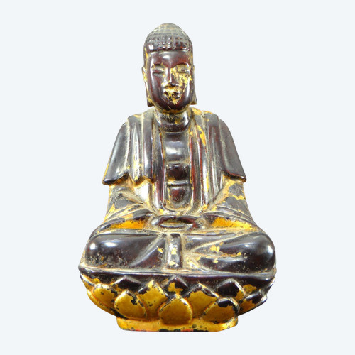 Vietnam, erste Hälfte des 19. Jahrhunderts, Nguyen-Dynastie, Buddha aus lackiertem Holz.