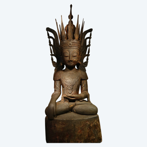 Buddha In Lacquered Wood, Shan States, Burma, Partly 18th C.