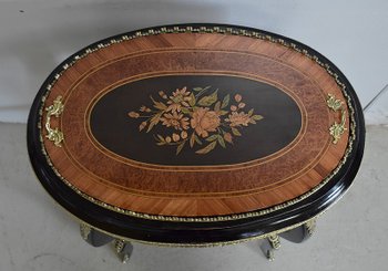  Pflanzgefäß mit eingelegtem Thuja-Furnier und geschwärztem Holz, Napoleon III.-Periode - Neunzehnte