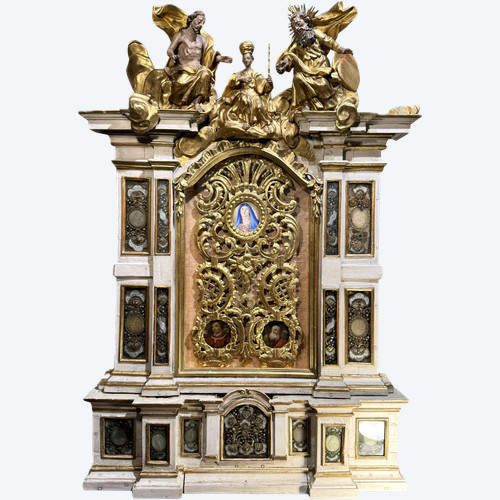 Large Reliquary Altarpiece And Its Predella – Circa 1675