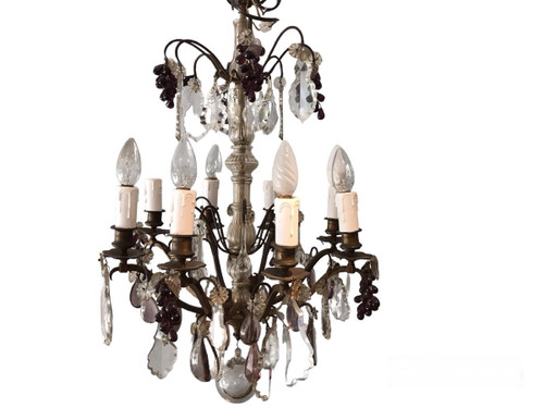 19th century 8-light crystal chandelier