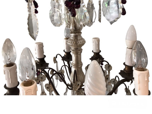 19th century 8-light crystal chandelier