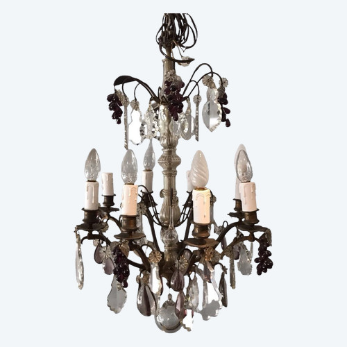 19th century 8-light crystal chandelier