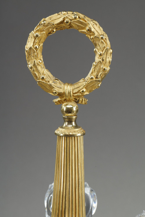 CHARLES X PERIOD LIQUOR SERVICE IN GILT BRONZE AND CUT CRYSTAL