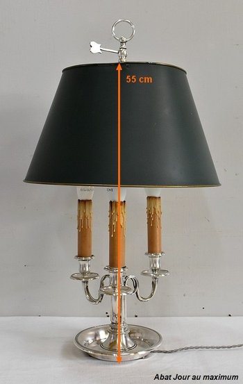  Importante Lampe Bouillotte en Métal Argenté, goût Louis XVI – Fin XIXe 