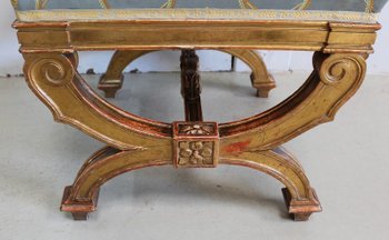  Small Square Stool in Golden Wood - Late 19th Century