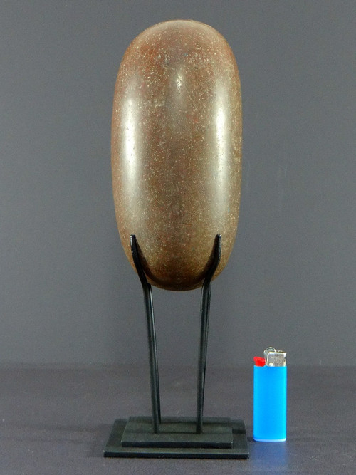 Inde, Début Du XXème Siècle, Pierre Brune De Shiva Lingam De Forme Ovale, Parfaitement Polie.