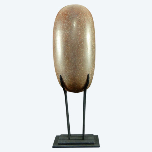 Inde, Début Du XXème Siècle, Pierre Brune De Shiva Lingam De Forme Ovale, Parfaitement Polie.