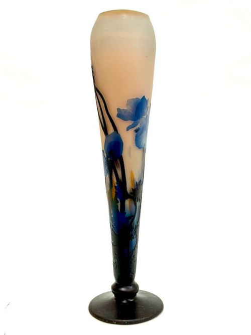 Muller Frères Lunéville Large "Blue Anemones" Vase