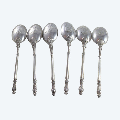 6 solid silver teaspoons early 20th century