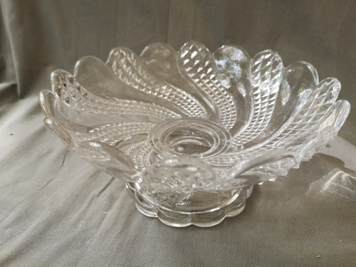 Baccarat colorless crystal bowl on foot, Serpentine model