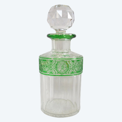 Bottiglia di profumo in cristallo Baccarat sovrapposto verde, modello Impero - 15,2 cm