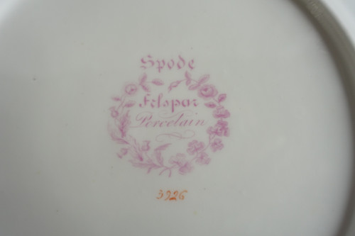 Manufacture Spode: pair of tangerine & gold porcelain cake plates - 19th century circa 1820