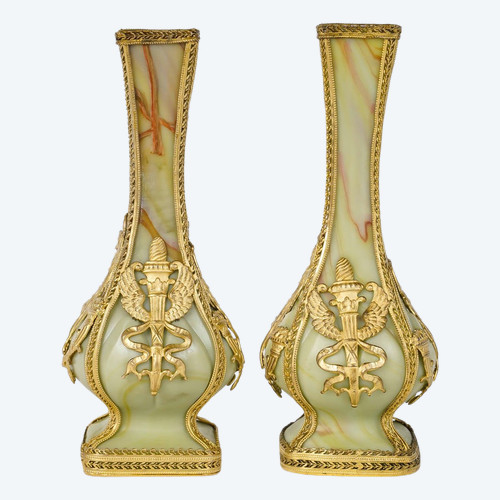 A Pair Of Small Pate De Verre Vases Fin XIXè Siècle