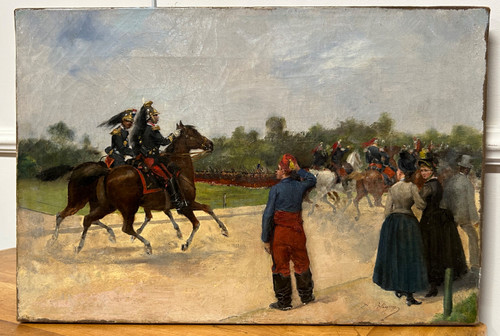 Albert Bligny (1849-1908) Le Défilé Militaire - Huile Sur Toile 