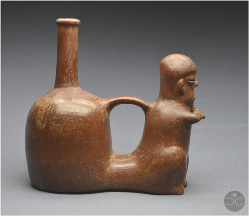 Ecuador, 1000 - 500 BC, Chorrera culture, Anthropomorphic ritual vase, Glazed ceramic