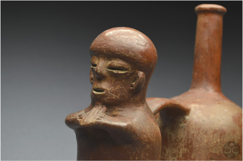 Ecuador, 1000 - 500 BC, Chorrera culture, Anthropomorphic ritual vase, Glazed ceramic