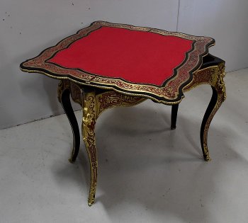 Boulle Marquetry Game Table, Napoleon III Period - Mid 19th Century