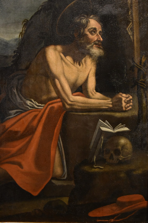 Saint Jerome Penitent In The Cave, Hendrick De Somer (lokeren 1602 - Naples 1655)