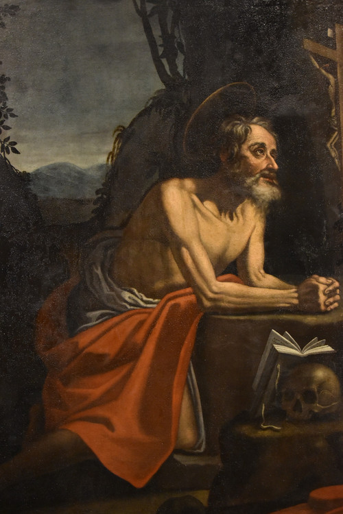 Saint Jerome Penitent In The Cave, Hendrick De Somer (lokeren 1602 - Naples 1655)