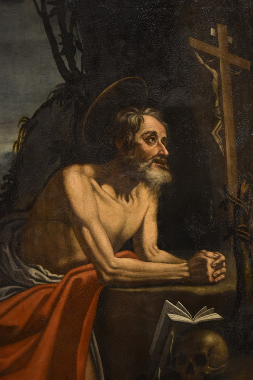 Saint Jerome Penitent In The Cave, Hendrick De Somer (lokeren 1602 - Naples 1655)