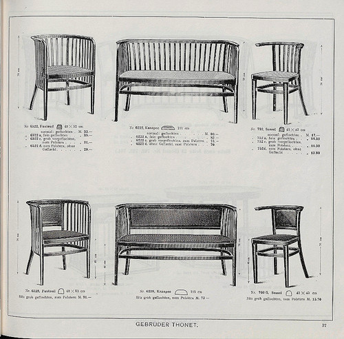 Banquette Thonet N° 6228, Kammerer, tissus Backhausen, 1915