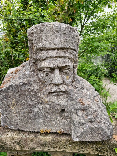 Stone bust of a man