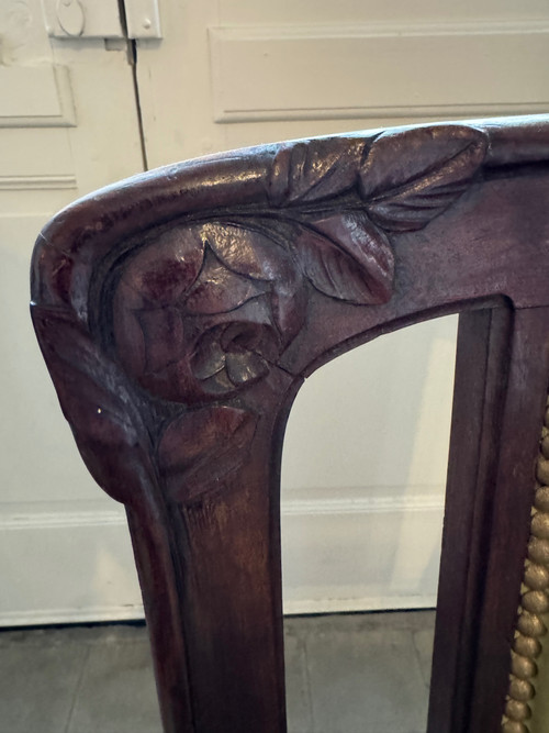 Pair of Art Nouveau mahogany armchairs