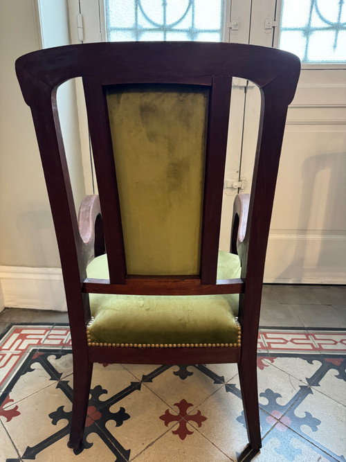 Pair of Art Nouveau mahogany armchairs